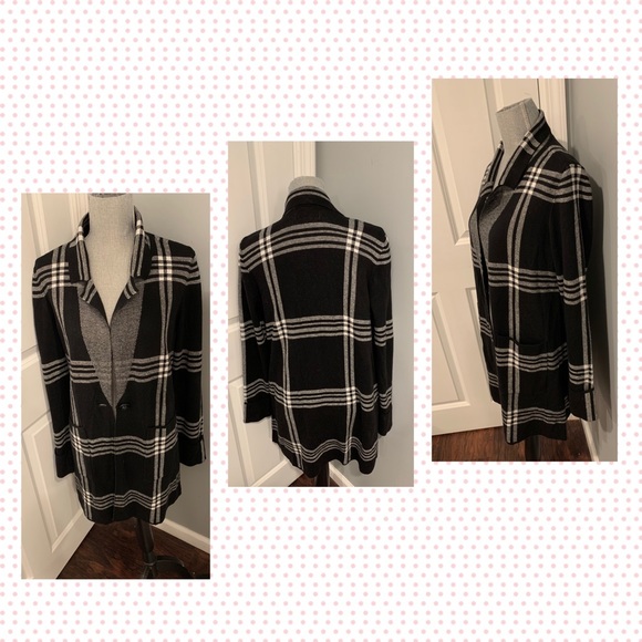 NWT Black/white Grid coat by Elle Fab Sz Medium - Picture 6 of 11